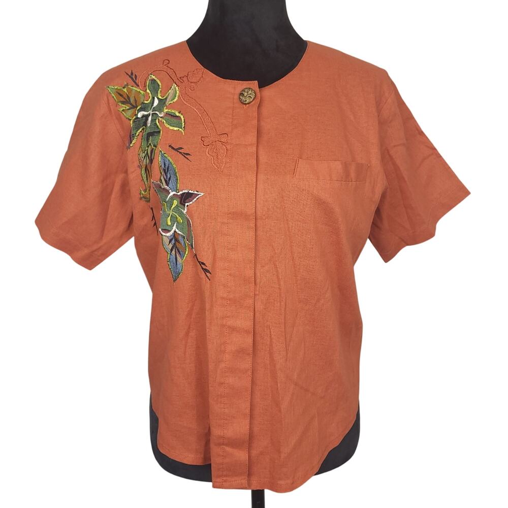 Vintage Clio Women's Top Sz Medium Cinnamon Brown Boho Artsy Gauzy Cottage Core